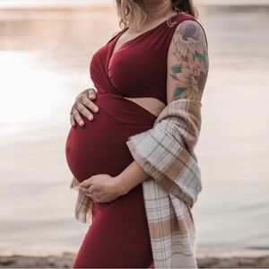 Charlotte Russe Deep Red Maxi Dress side opening